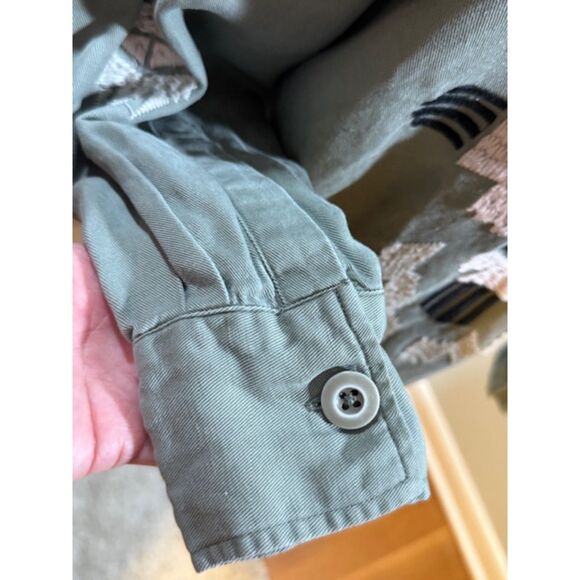 Rails Elliot Sage Olive Embroidered Utility Shacket XS‎ Boho EUC Cargo Gorpcore - Picture 7 of 10